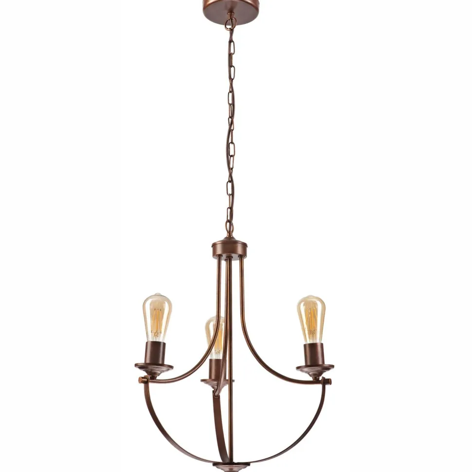 Kronleuchter Metall Rustikal Ø 42 cm 3-armig E27 Braun