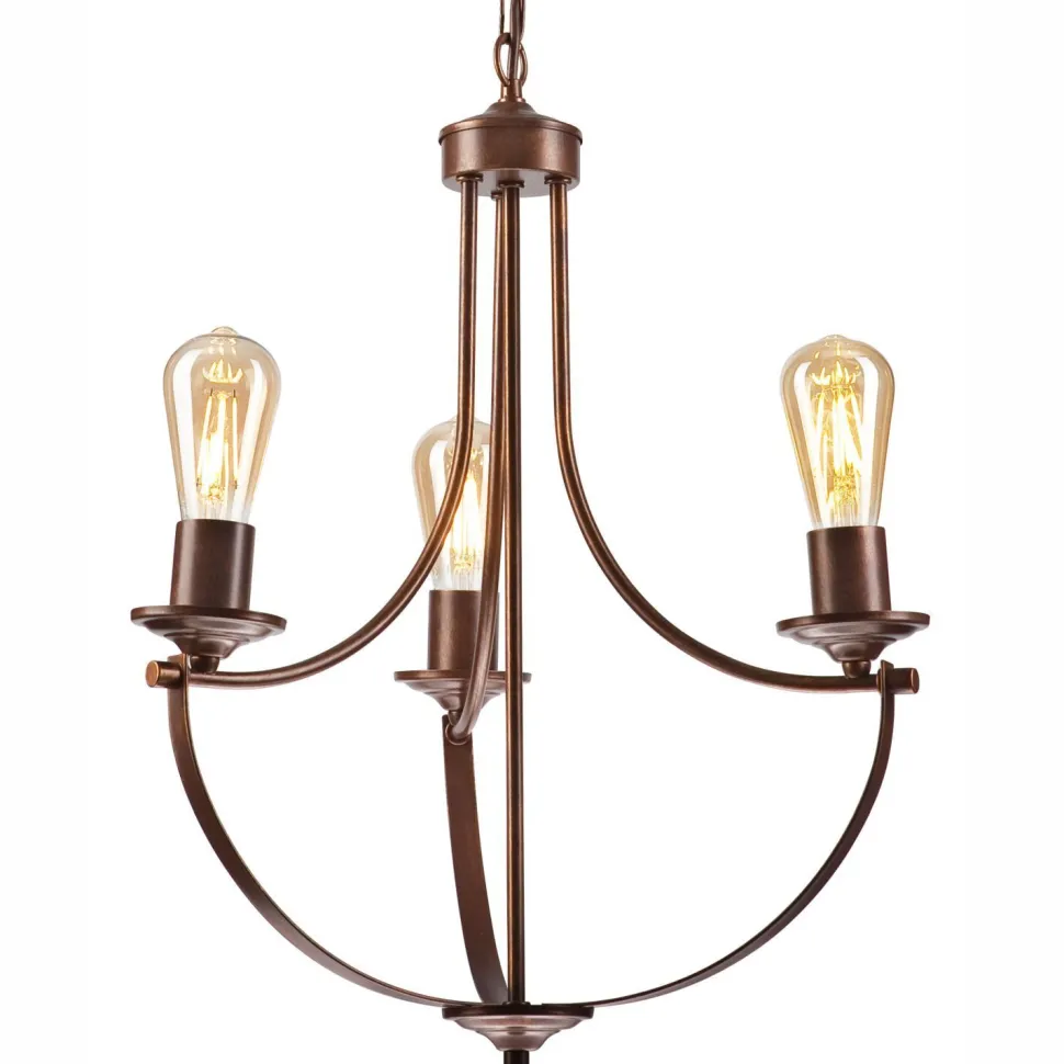 Kronleuchter Metall Rustikal Ø 42 cm 3-armig E27 Braun