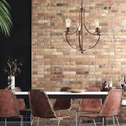 Kronleuchter Metall Rustikal Ø 42 cm 3-armig E27 Braun