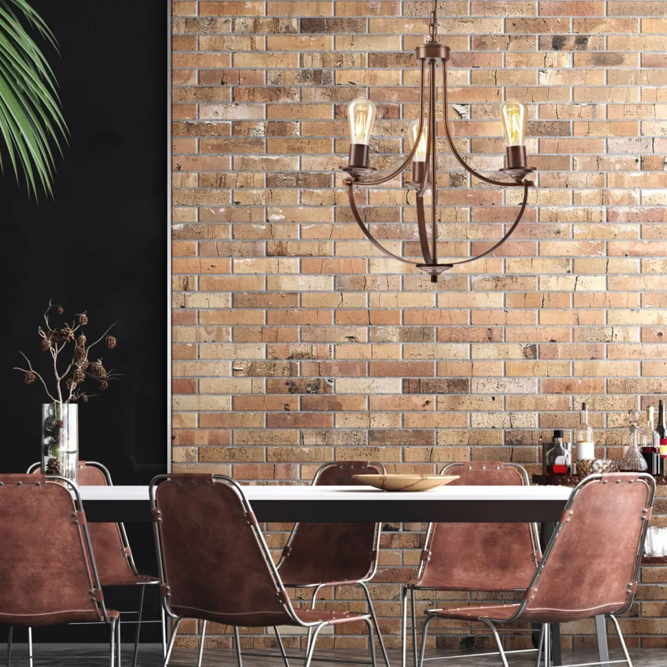 Kronleuchter Metall Rustikal Ø 42 cm 3-armig E27 Braun