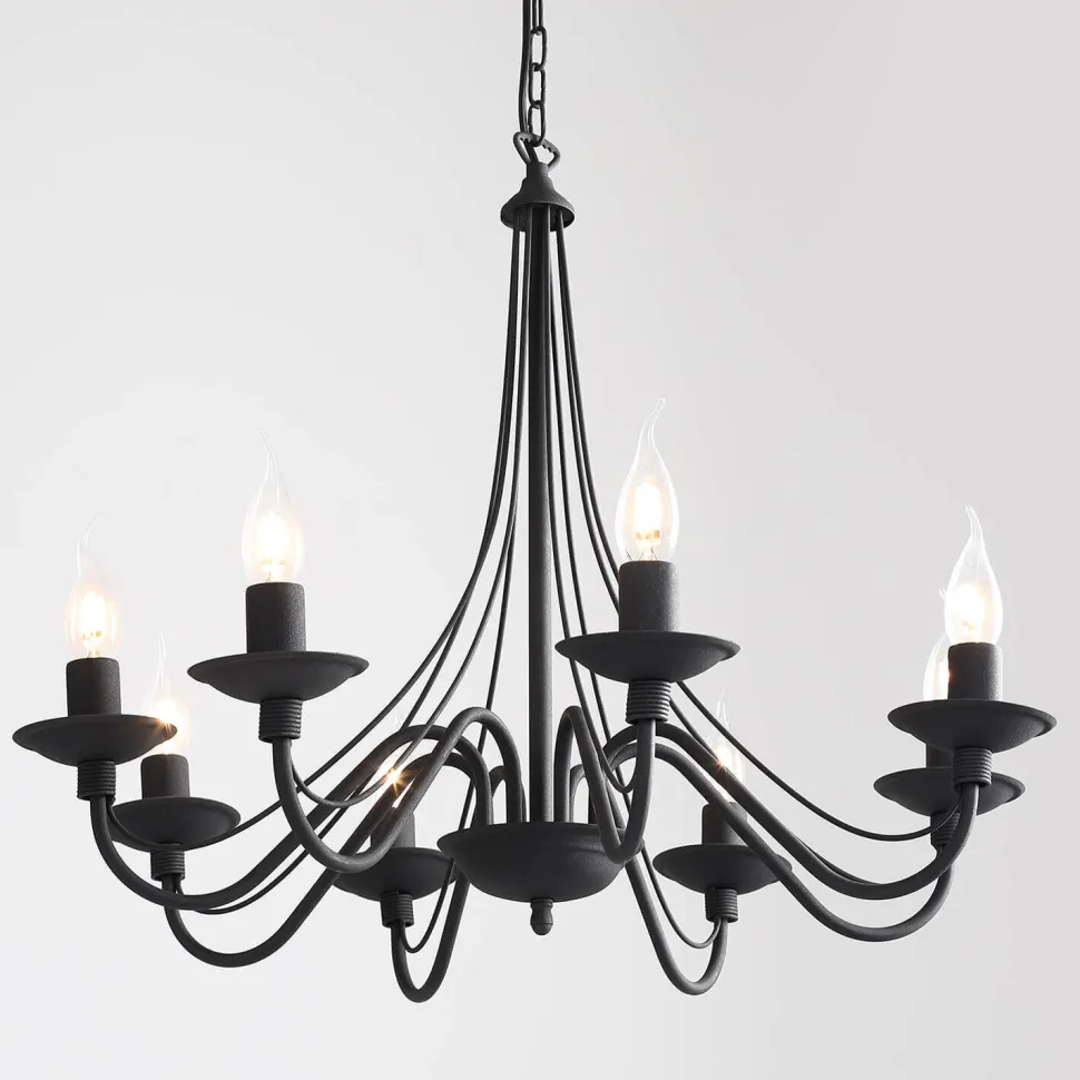 Kronleuchter Metall Schwarz Rustikal E14 Esszimmer