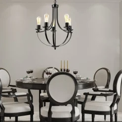 Kronleuchter Metall Schwarz Ø 45 cm 3-flammig E27 Rustikal