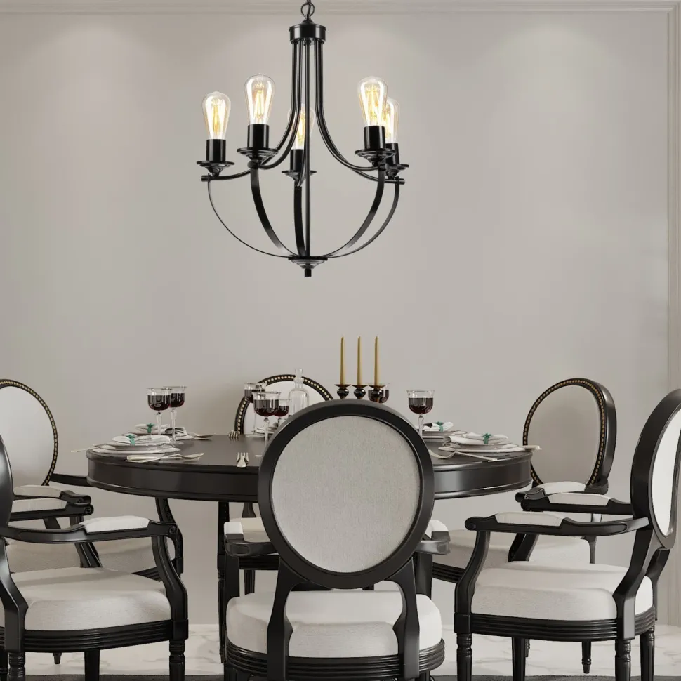 Kronleuchter Metall Schwarz Ø 45 cm 3-flammig E27 Rustikal