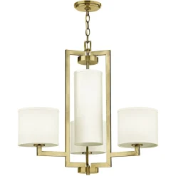 Kronleuchter Metall Stoff 62,9 cm breit 4x E27 mit Schirm