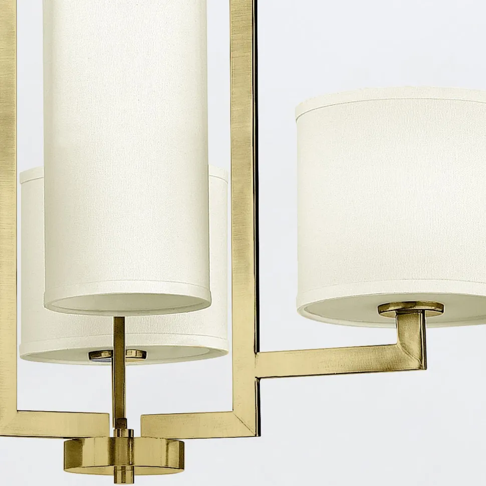 Kronleuchter Metall Stoff 62,9 cm breit 4x E27 mit Schirm