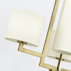 Kronleuchter Metall Stoff 62,9 cm breit 4x E27 mit Schirm