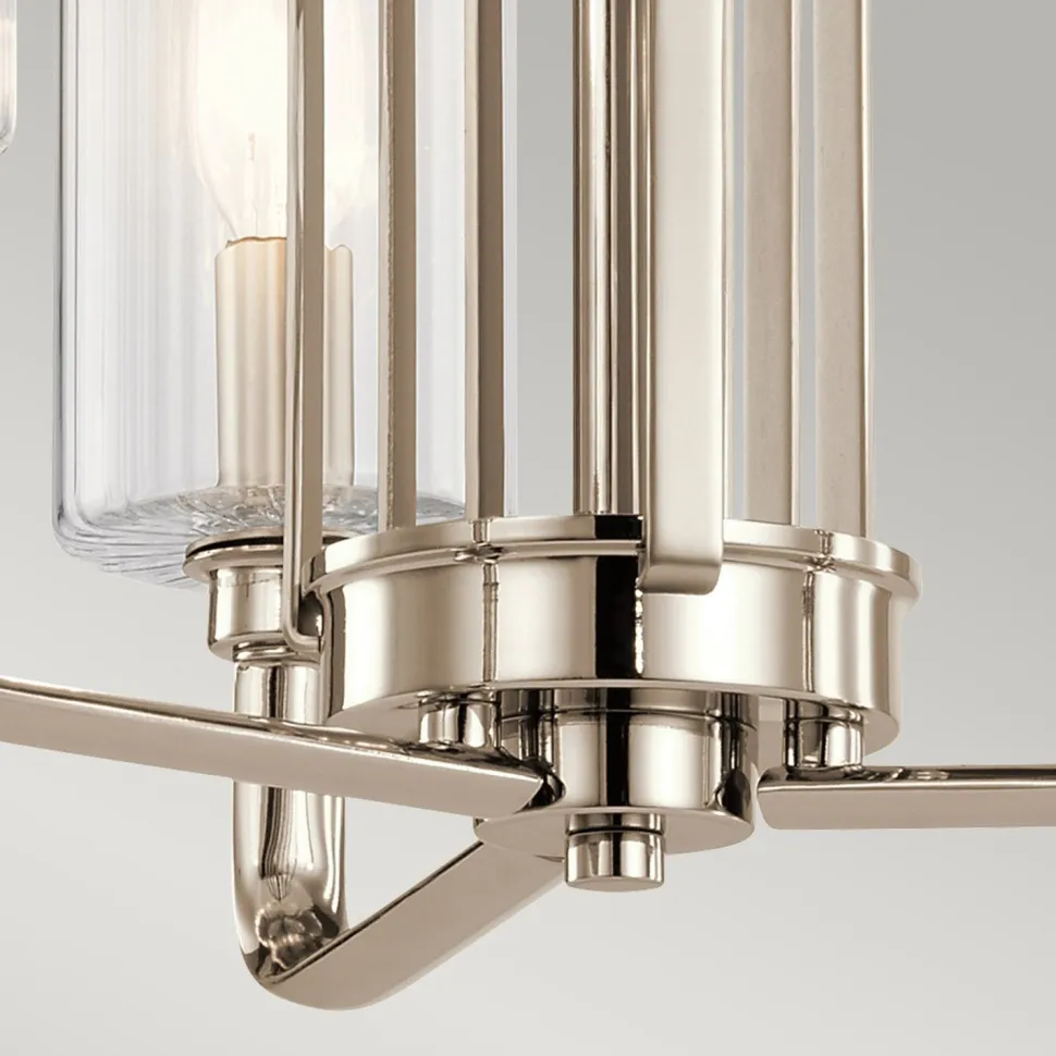 Kronleuchter mit Schirm Ø 45, 9cm Jugendstil Metall Glas