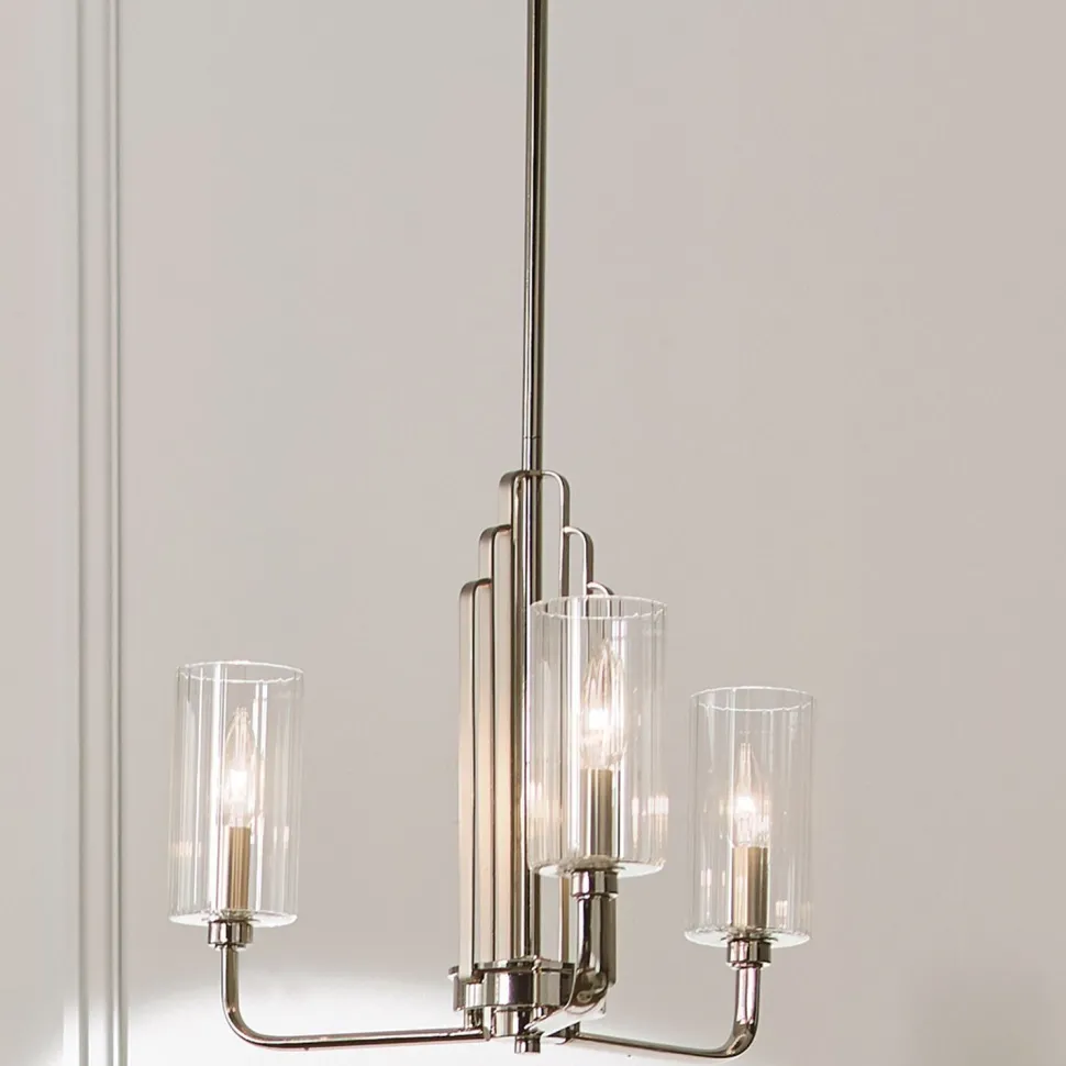 Kronleuchter mit Schirm Ø 45, 9cm Jugendstil Metall Glas