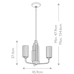Kronleuchter mit Schirm Ø 45, 9cm Jugendstil Metall Glas