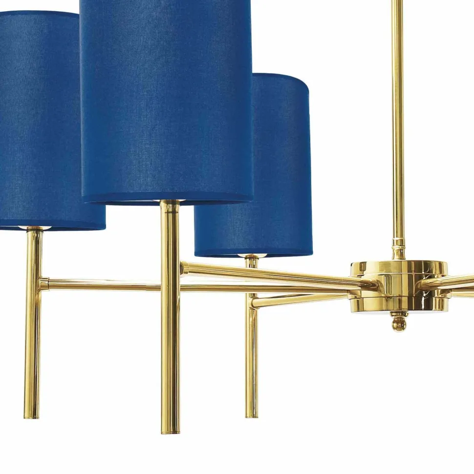 Kronleuchter mit Schirm Ø 88 cm Messing Stoff SOFIS