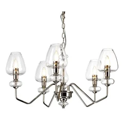 Kronleuchter mit Schirm 3-armig in Nickel Metall Glas