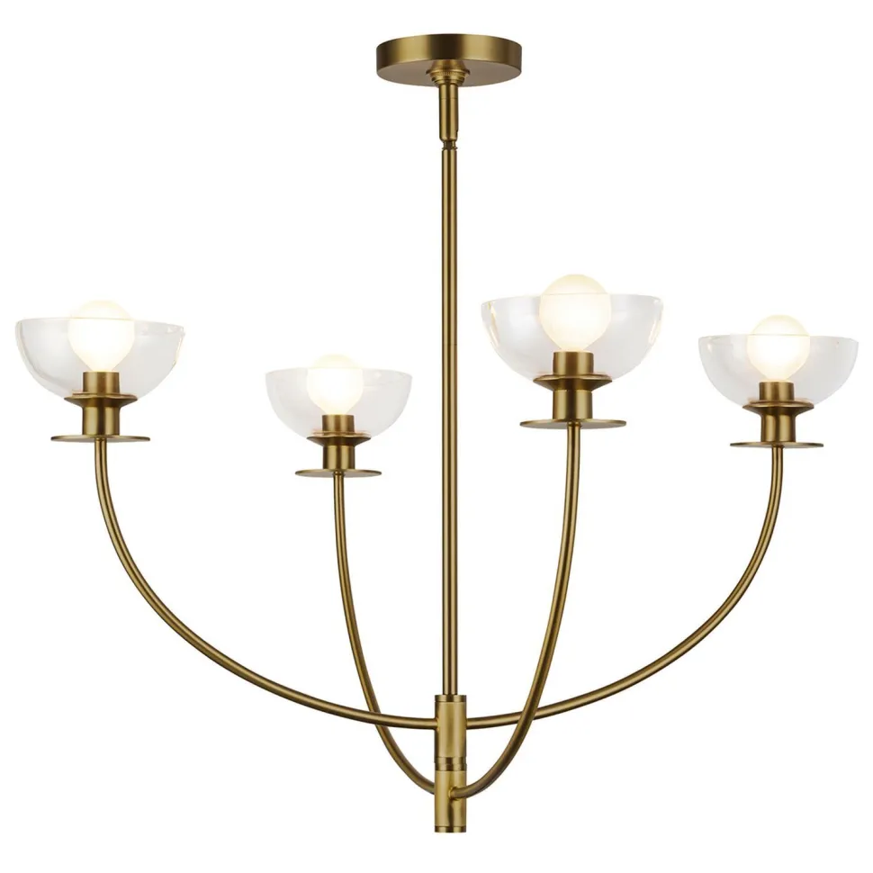 Kronleuchter mit Schirm B: 67,3 cm 4-flammig E14 Metall Glas