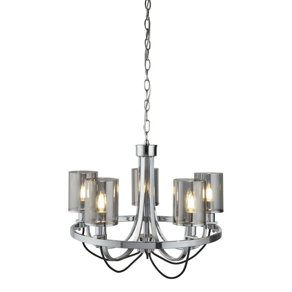 Kronleuchter mit Schirm Chrom Grau Ø 51 cm E14 Glas Metall