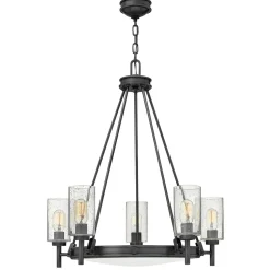 Kronleuchter mit Schirm D: 68,5 cm rund Schwarz Metall Glas