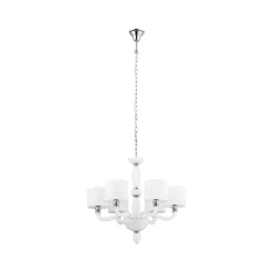 Kronleuchter mit Schirm 6-flammig E14 Chrom Weiß