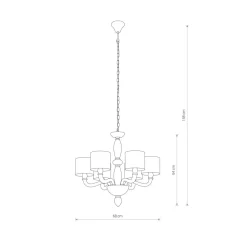 Kronleuchter mit Schirm 6-flammig E14 Chrom Weiß