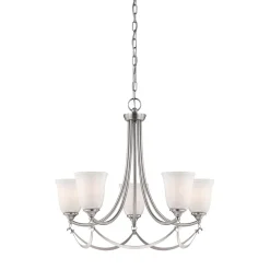 Kronleuchter mit Schirm Glas Metall in Nickel Weiß KELDA