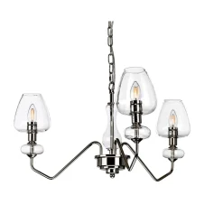 Kronleuchter mit Schirm in Nickel 3-armig Metall Glas