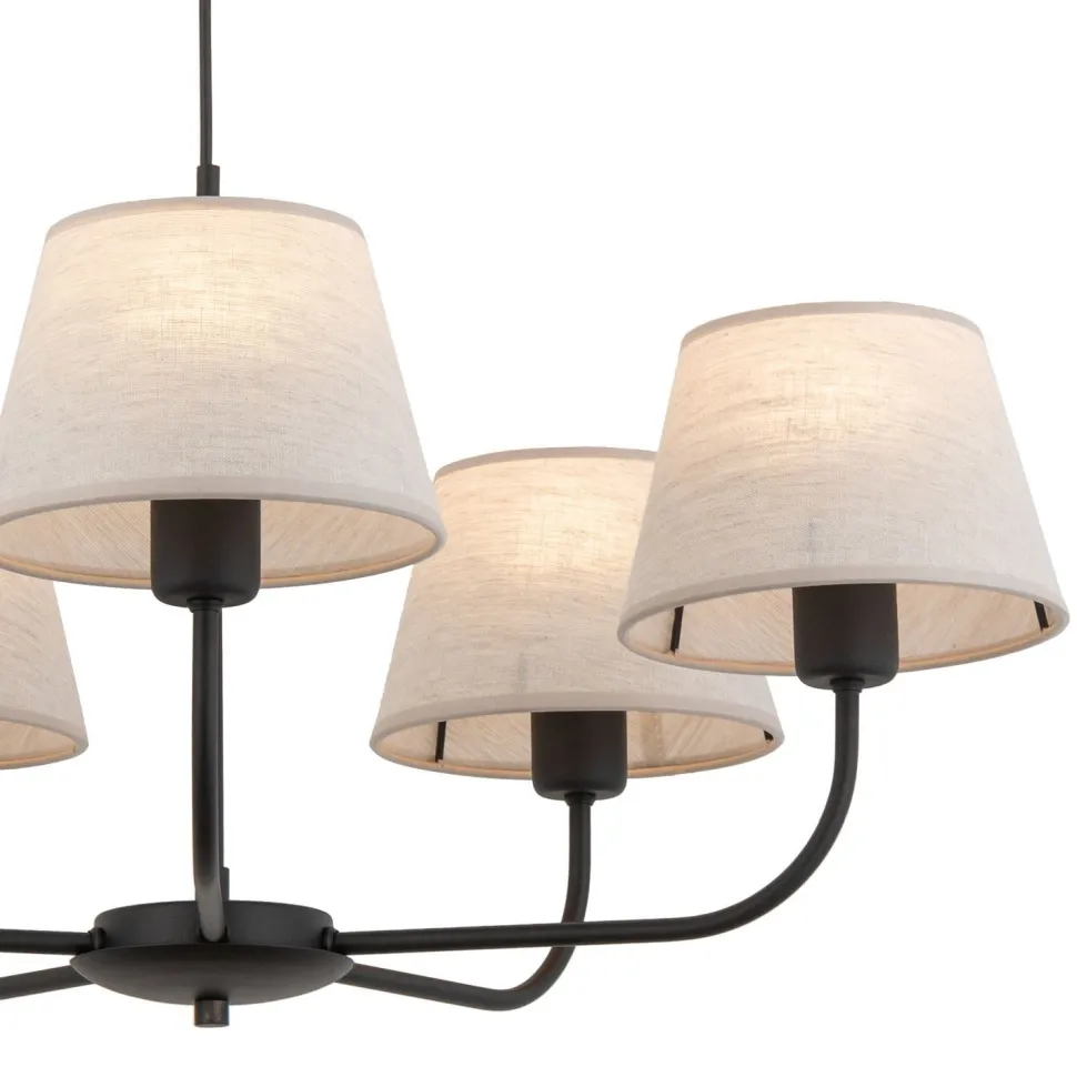 Kronleuchter Modern Metall Stoff Schirm 5-flammig E27