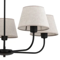 Kronleuchter Modern Metall Stoff Schirm 5-flammig E27