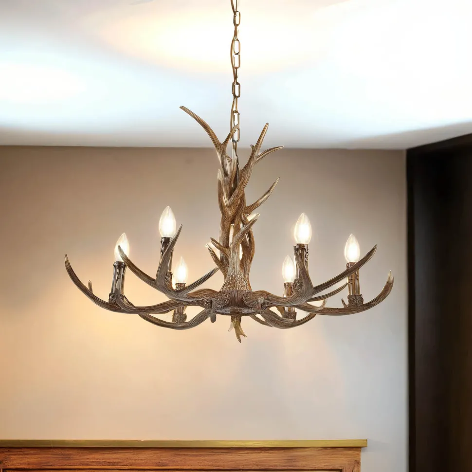 Kronleuchter Rustikal aus Resin künstliches Geweih Ø 80 cm