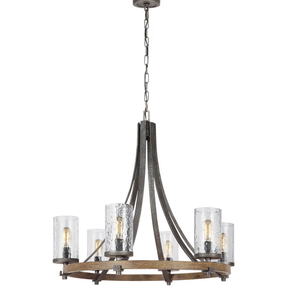 Kronleuchter Rustikal Glas Metall E27 D: 77,2 cm rund