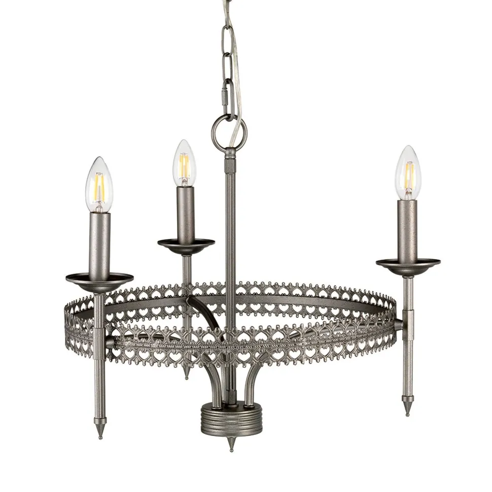 Kronleuchter rustikal in Eisen antik Ø56cm rund