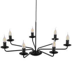 Kronleuchter Rustikal Metall Schwarz 7-flammig E27