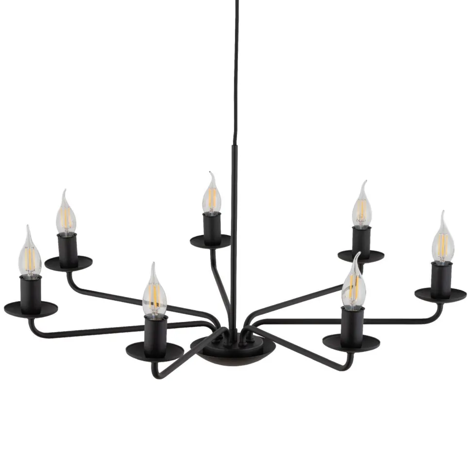 Kronleuchter Rustikal Metall Schwarz 7-flammig E27