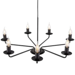 Kronleuchter Rustikal Metall Schwarz 7-flammig E27