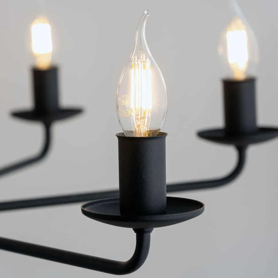 Kronleuchter Rustikal Metall Schwarz 7-flammig E27