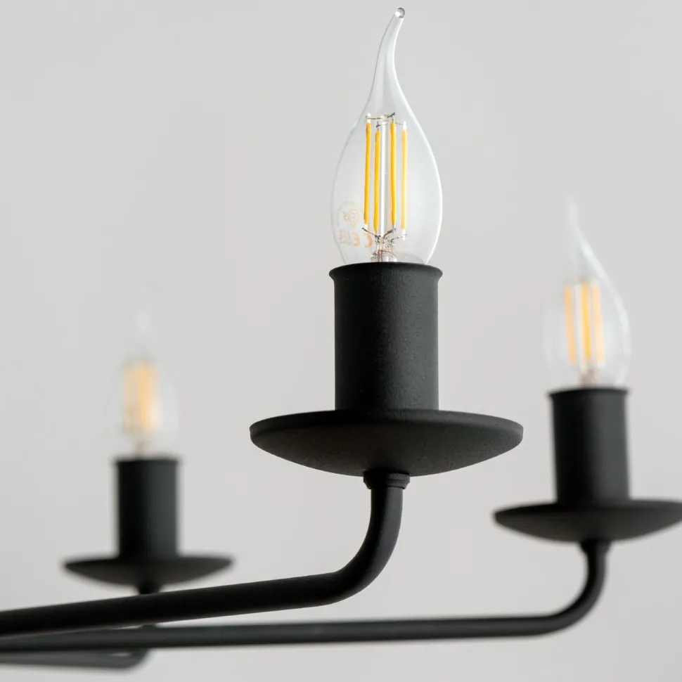 Kronleuchter Rustikal Metall Schwarz 7-flammig E27