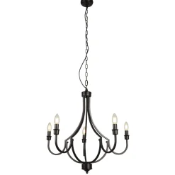 Kronleuchter Rustikal Schwarz Ø 65 cm Metall 5x E14