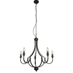 Kronleuchter Rustikal Schwarz Ø 65 cm Metall 5x E14