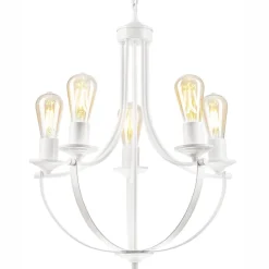 Kronleuchter Rustikal Weiß Metall Ø 45 cm 5-flammig E27