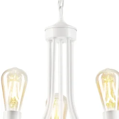 Kronleuchter Rustikal Weiß Metall Ø 45 cm 5-flammig E27