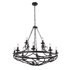 Kronleuchter Schmiedeeisen Ø 89 cm Schwarz Rustikal 12x E14