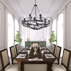 Kronleuchter Schmiedeeisen Ø 89 cm Schwarz Rustikal 12x E14