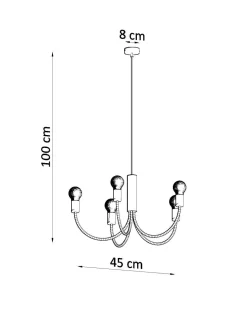 Kronleuchter Schwarz Metall 5-flammig Retro Ø 45 cm