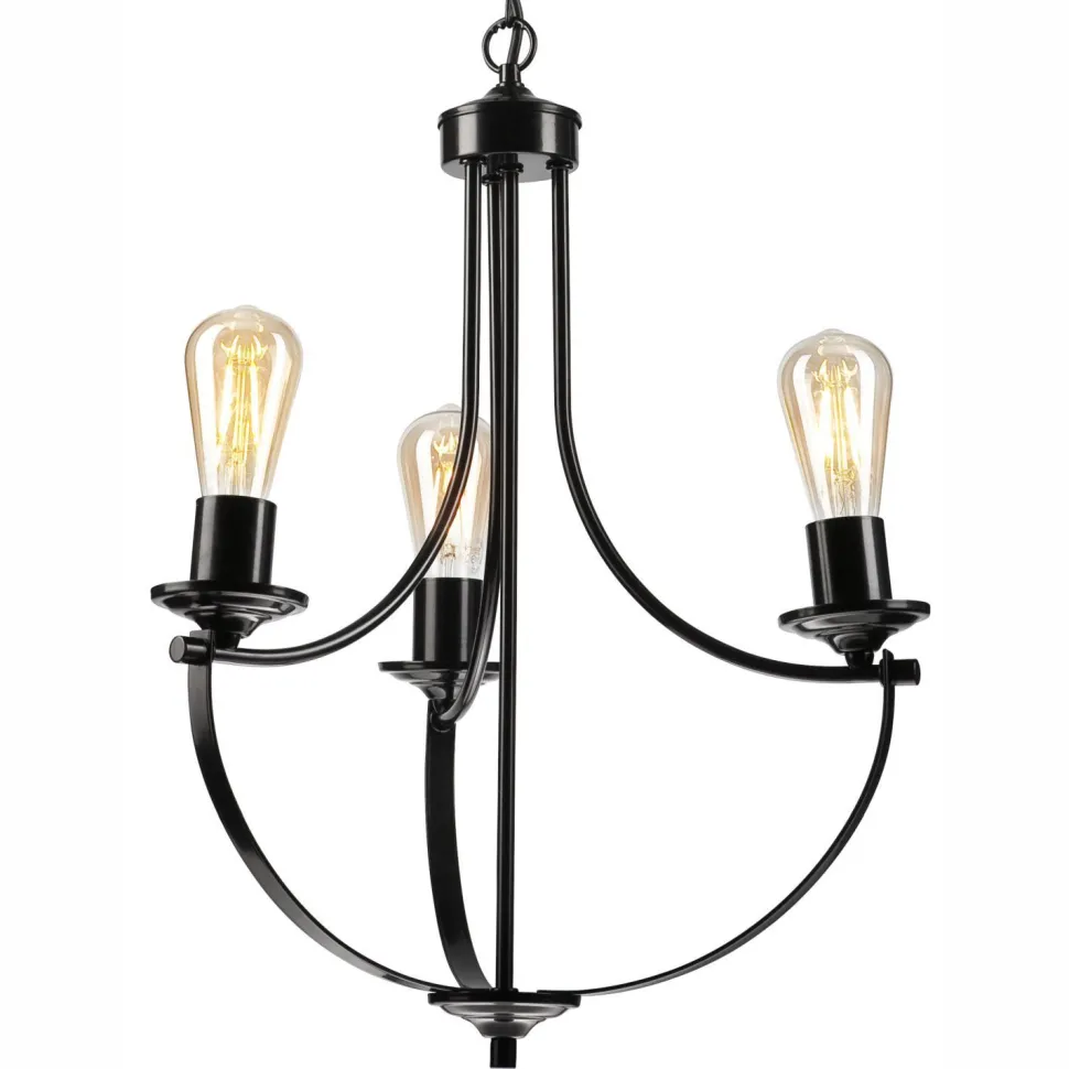 Kronleuchter Schwarz Metall Ø 42 cm 3-flammig E27 Rustikal