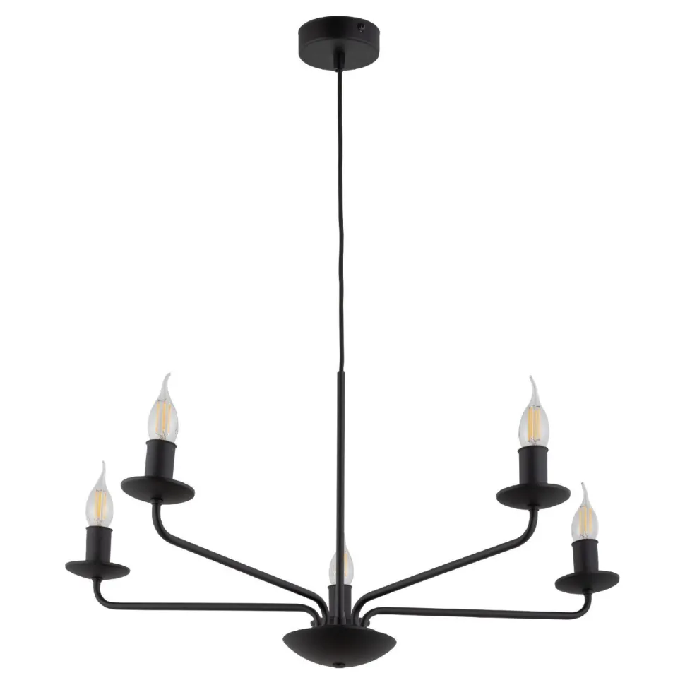Kronleuchter Schwarz Rustikal 5-flammig E27 Metall