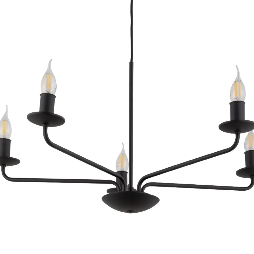 Kronleuchter Schwarz Rustikal 5-flammig E27 Metall