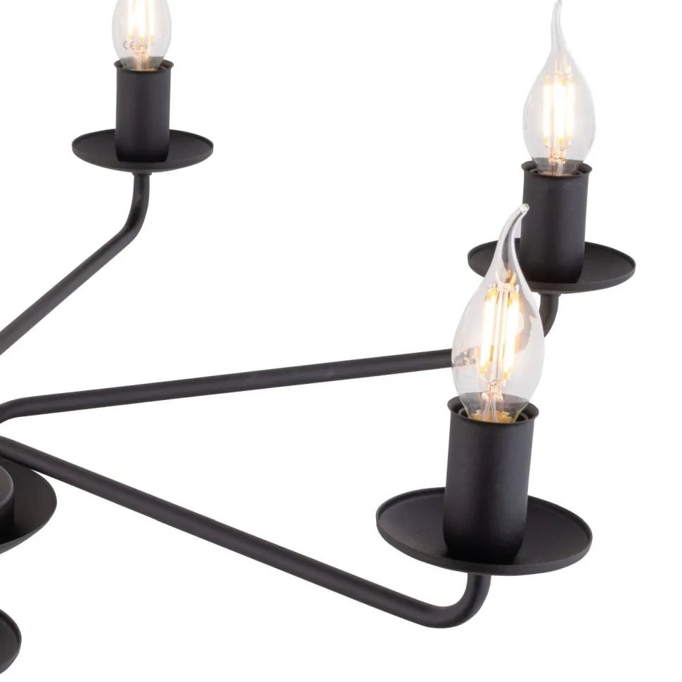 Kronleuchter Schwarz Rustikal 5-flammig E27 Metall