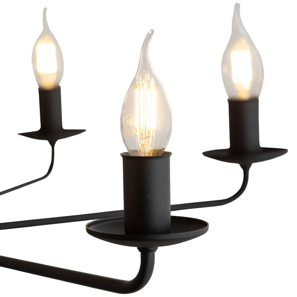 Kronleuchter Schwarz Rustikal 5-flammig E27 Metall