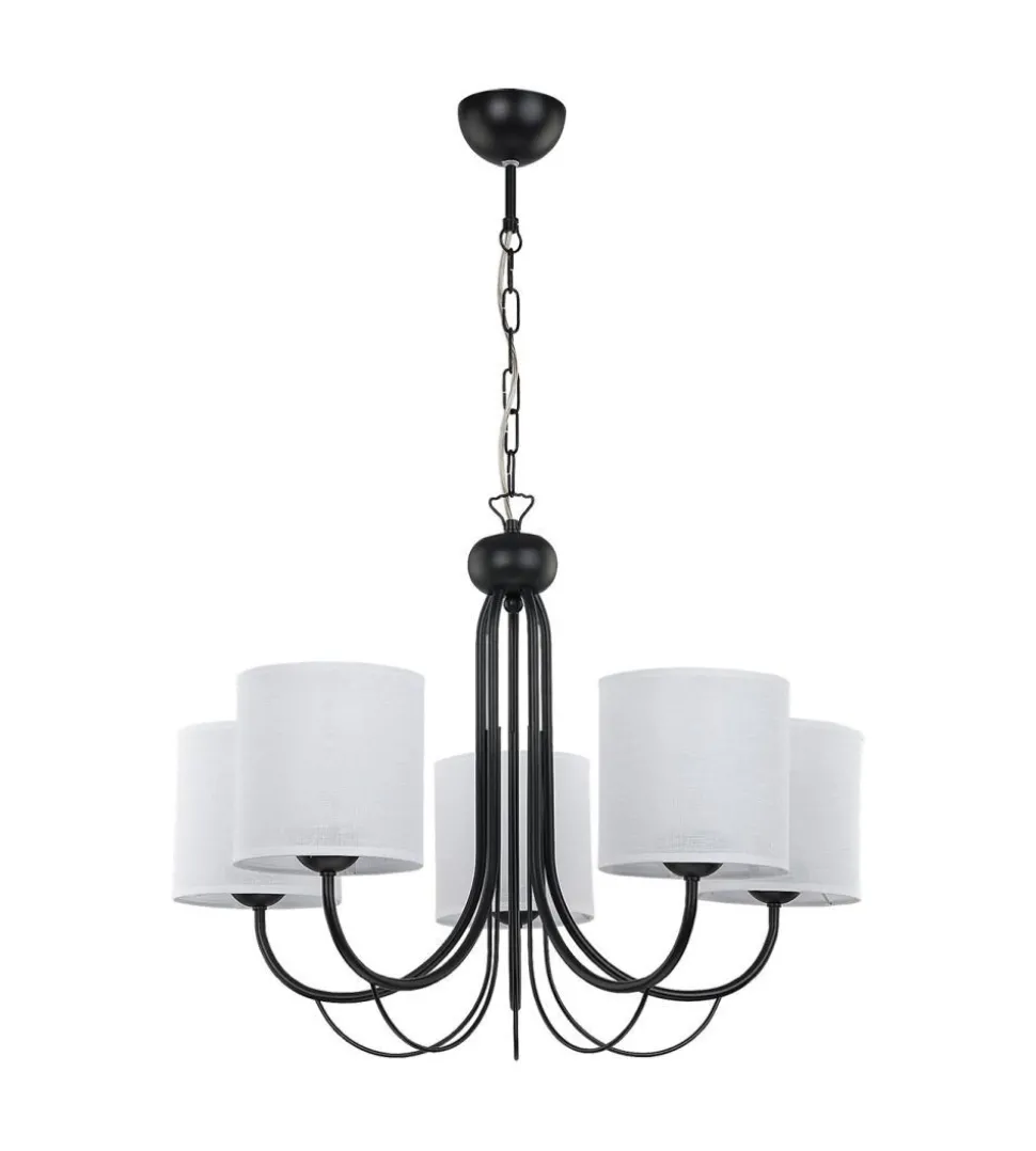 Kronleuchter Schwarz Weiß 5-flmg E27 Hängeleuchte