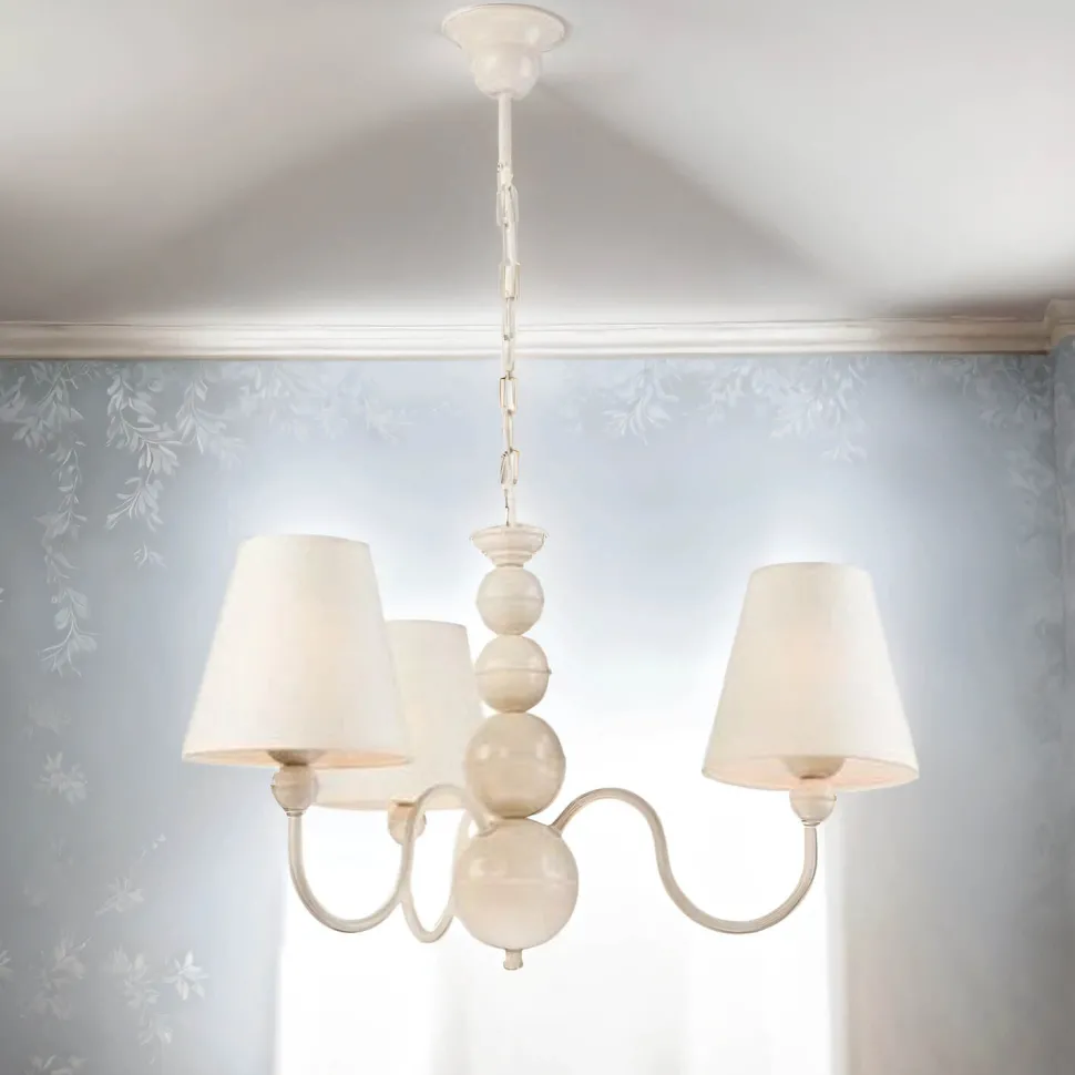 Kronleuchter Stoff Esstisch Landhaus 3-flammig