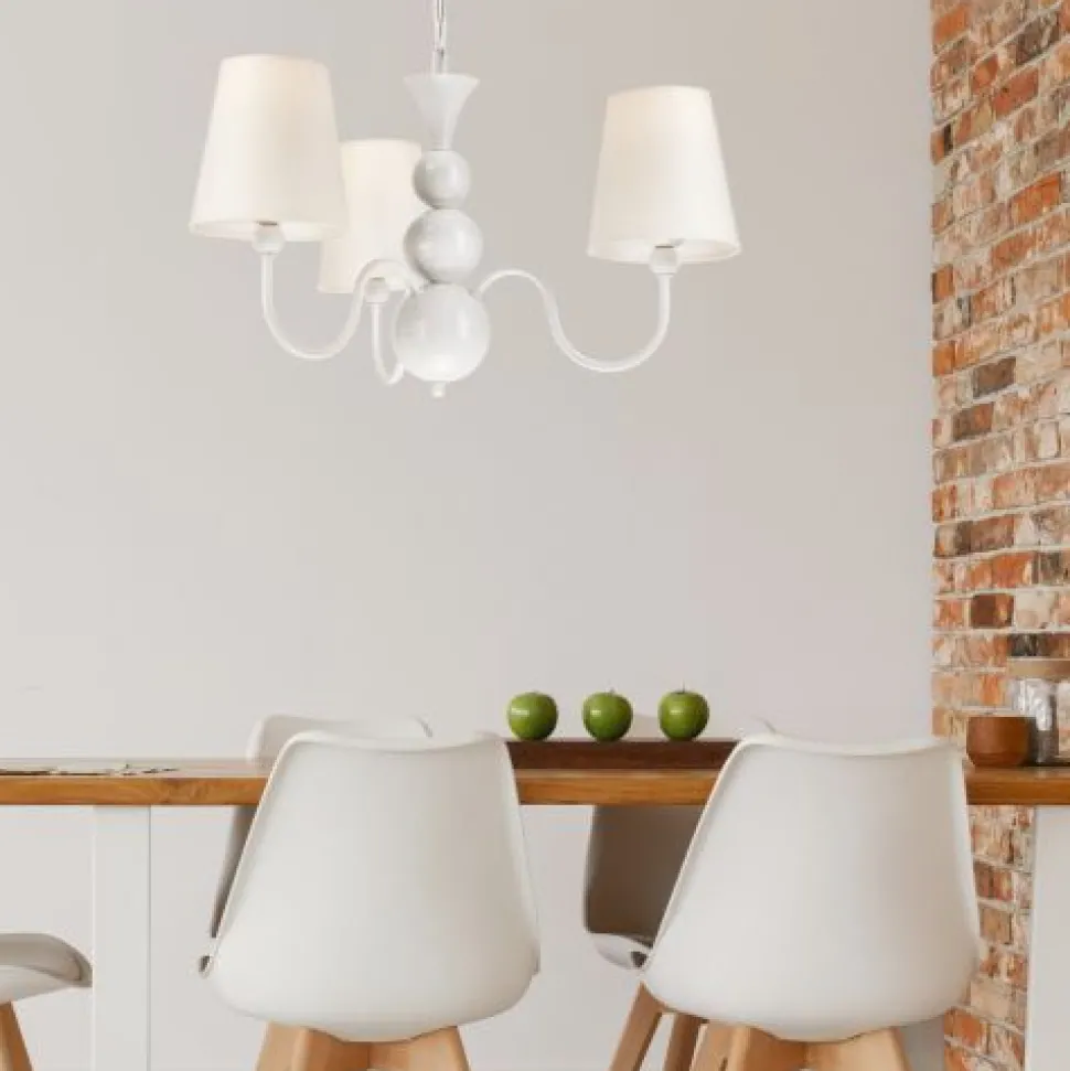 Kronleuchter Stoff Esstisch Landhaus 3-flammig