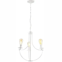 Kronleuchter Weiß 3-flammig E27 Ø 42 cm Metall Rustikal