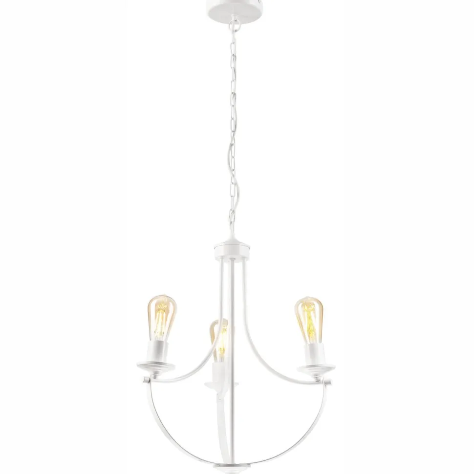 Kronleuchter Weiß 3-flammig E27 Ø 42 cm Metall Rustikal