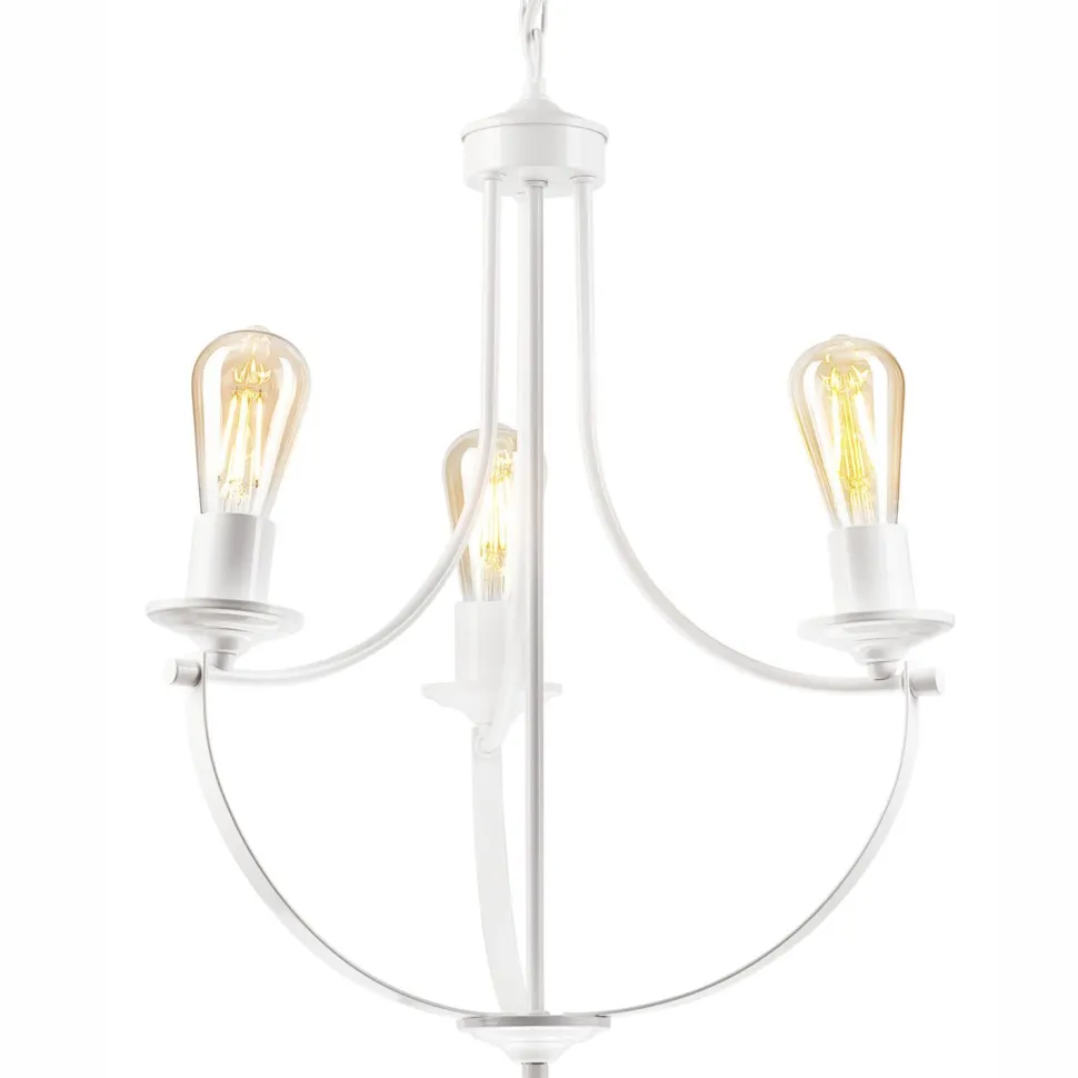 Kronleuchter Weiß 3-flammig E27 Ø 42 cm Metall Rustikal